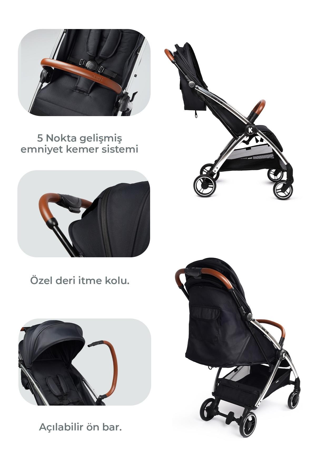 Kanz Xflip Autofold Travel Sistem Bebek Arabası Deeply Black