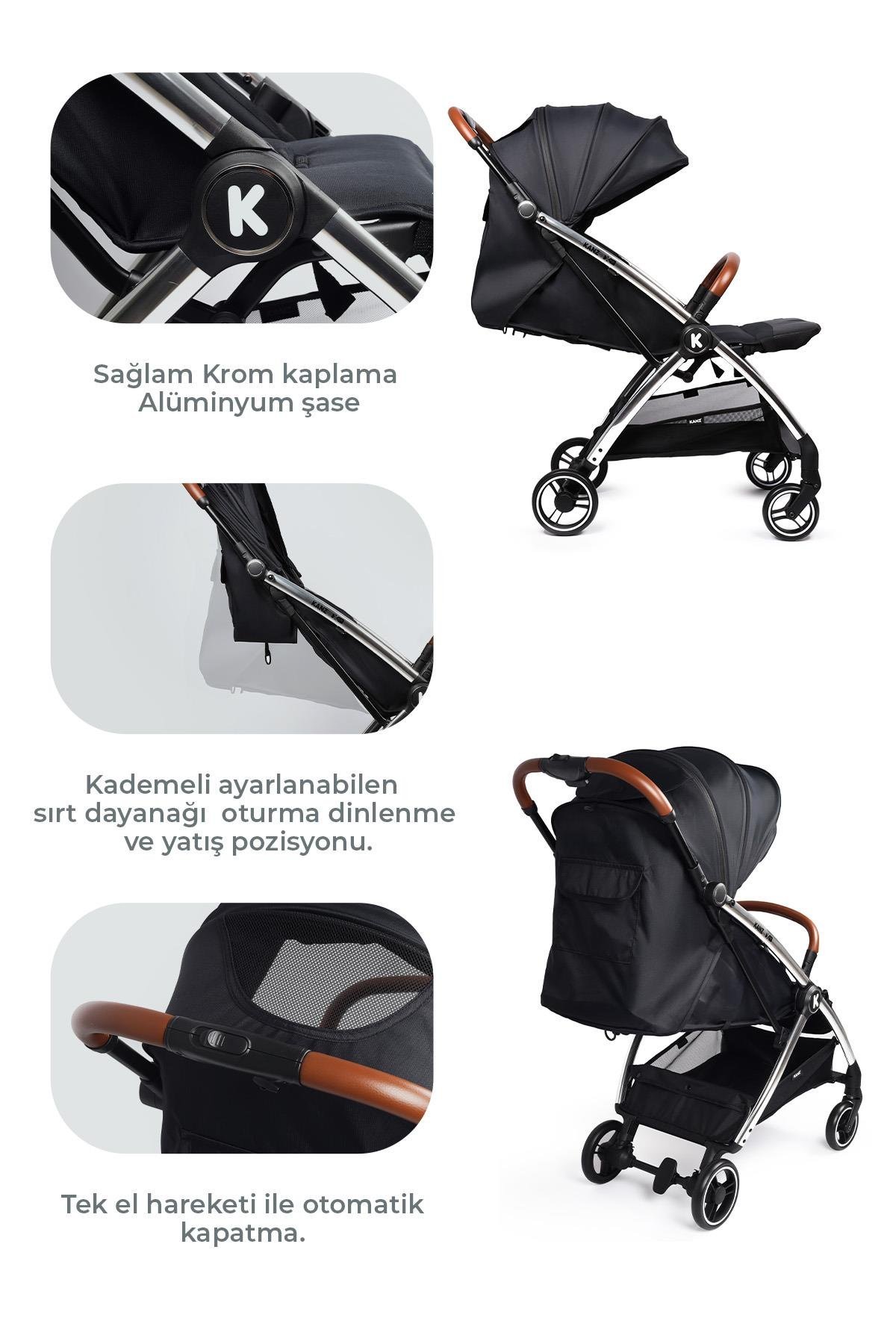 Kanz Xflip Autofold Travel Sistem Bebek Arabası Deeply Black