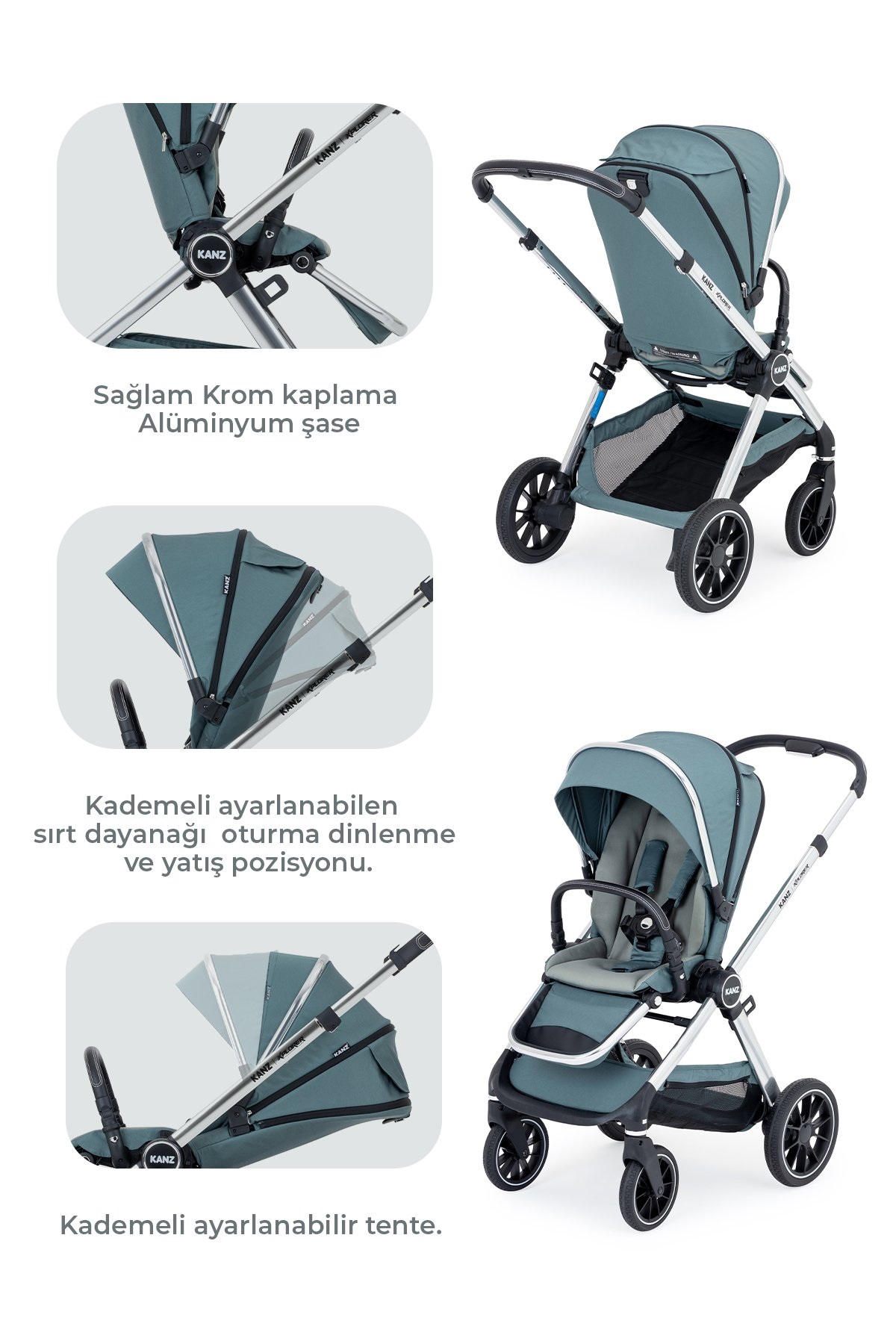 Kanz Explorer Autofold Travel Sistem Bebek Arabası Hunter Green