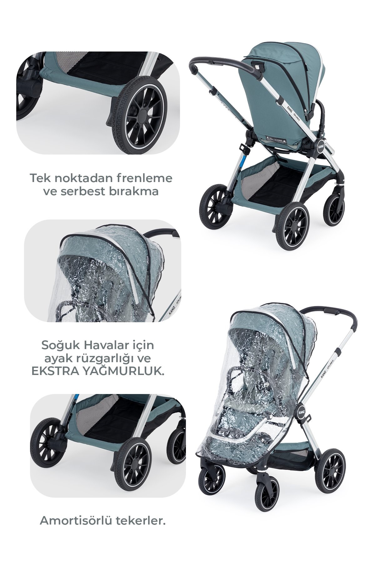 Kanz Explorer Autofold Travel Sistem Bebek Arabası Hunter Green