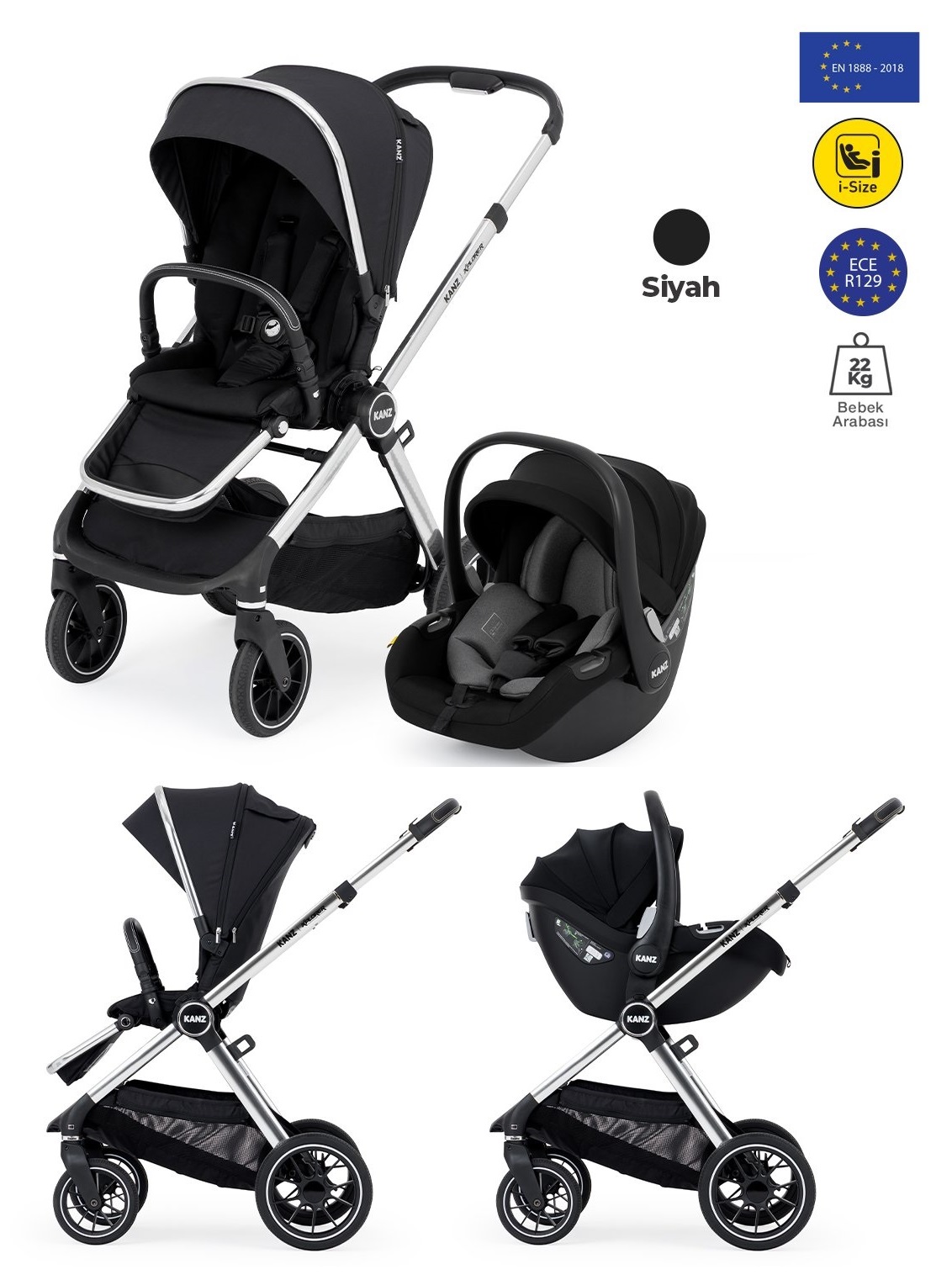 Kanz Explorer Autofold Travel Sistem Bebek Arabası Cole Black