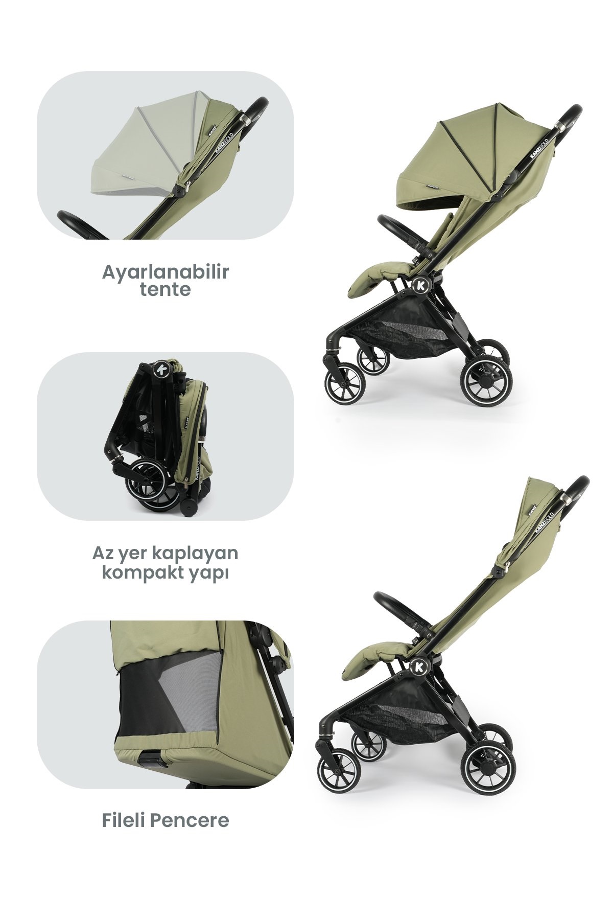 Kanz Bold Autofold Kabin Boy Bebek Arabası Forestgreen
