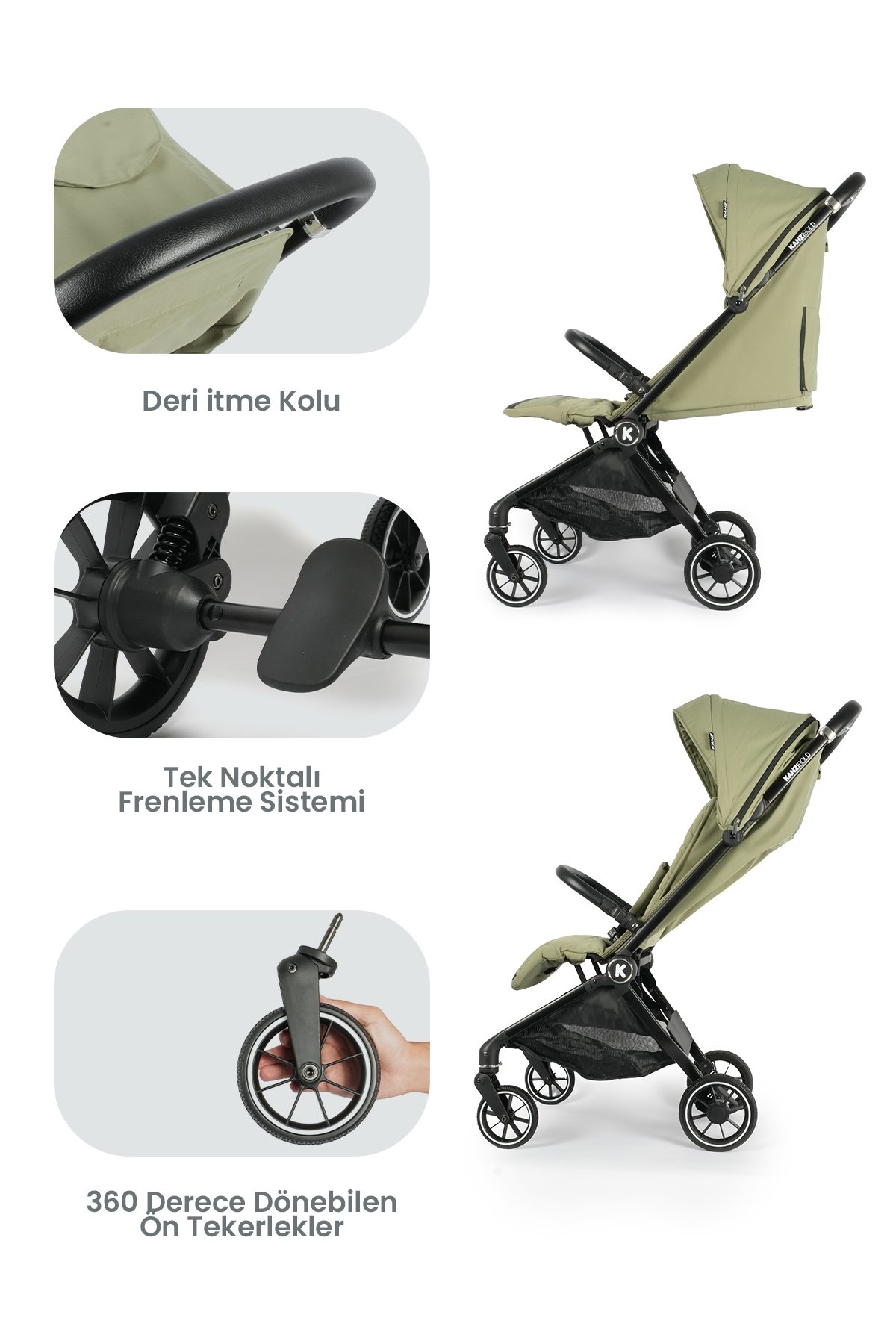 Kanz Bold Autofold Kabin Boy Bebek Arabası Forestgreen