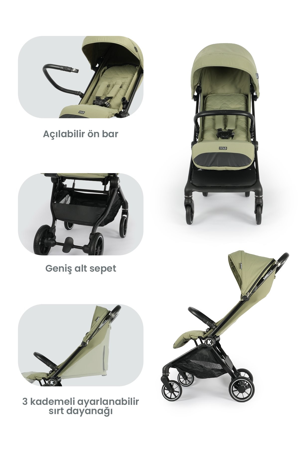 Kanz Bold Autofold Kabin Boy Bebek Arabası Forestgreen