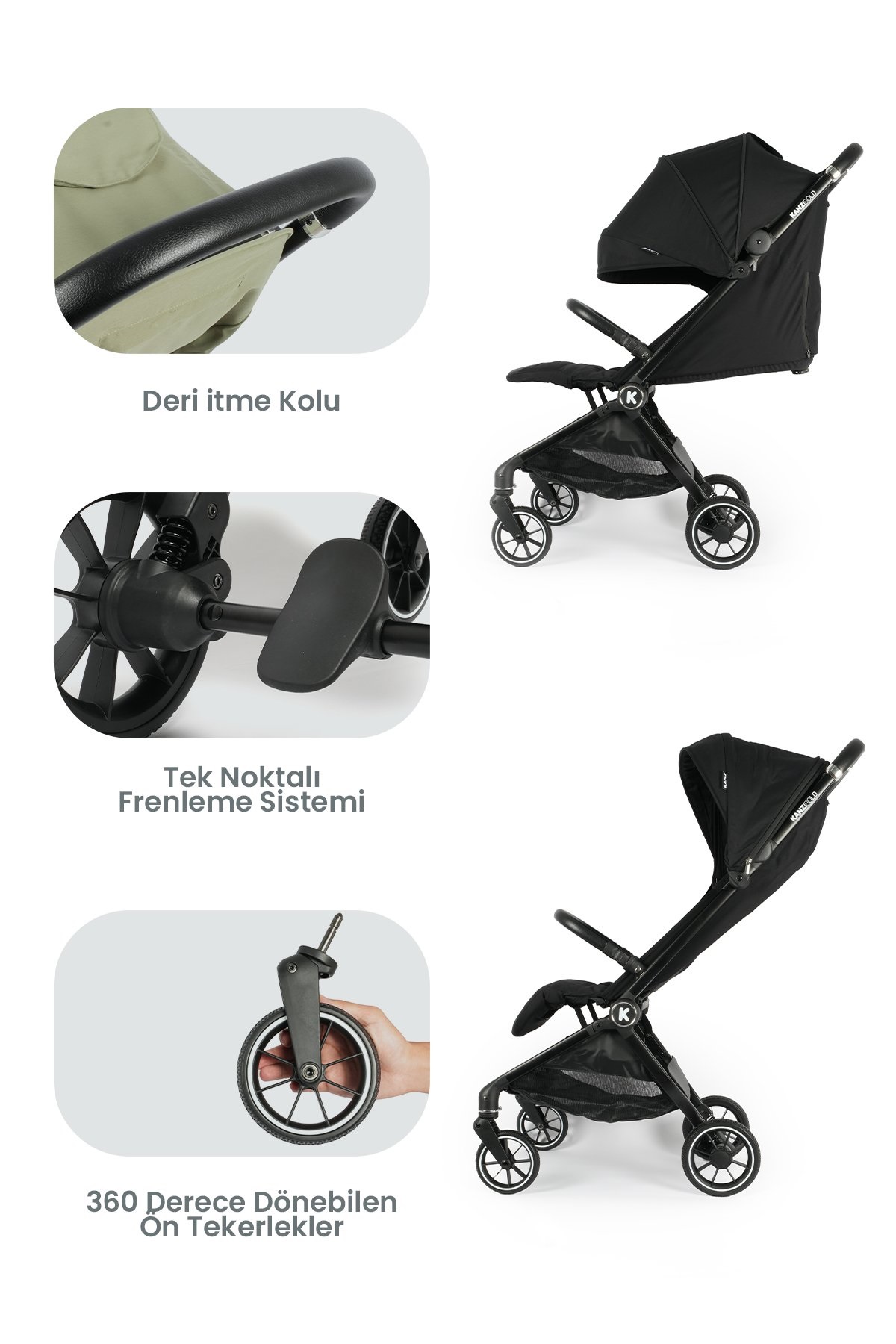Kanz Bold Autofold Kabin Boy Bebek İron Black