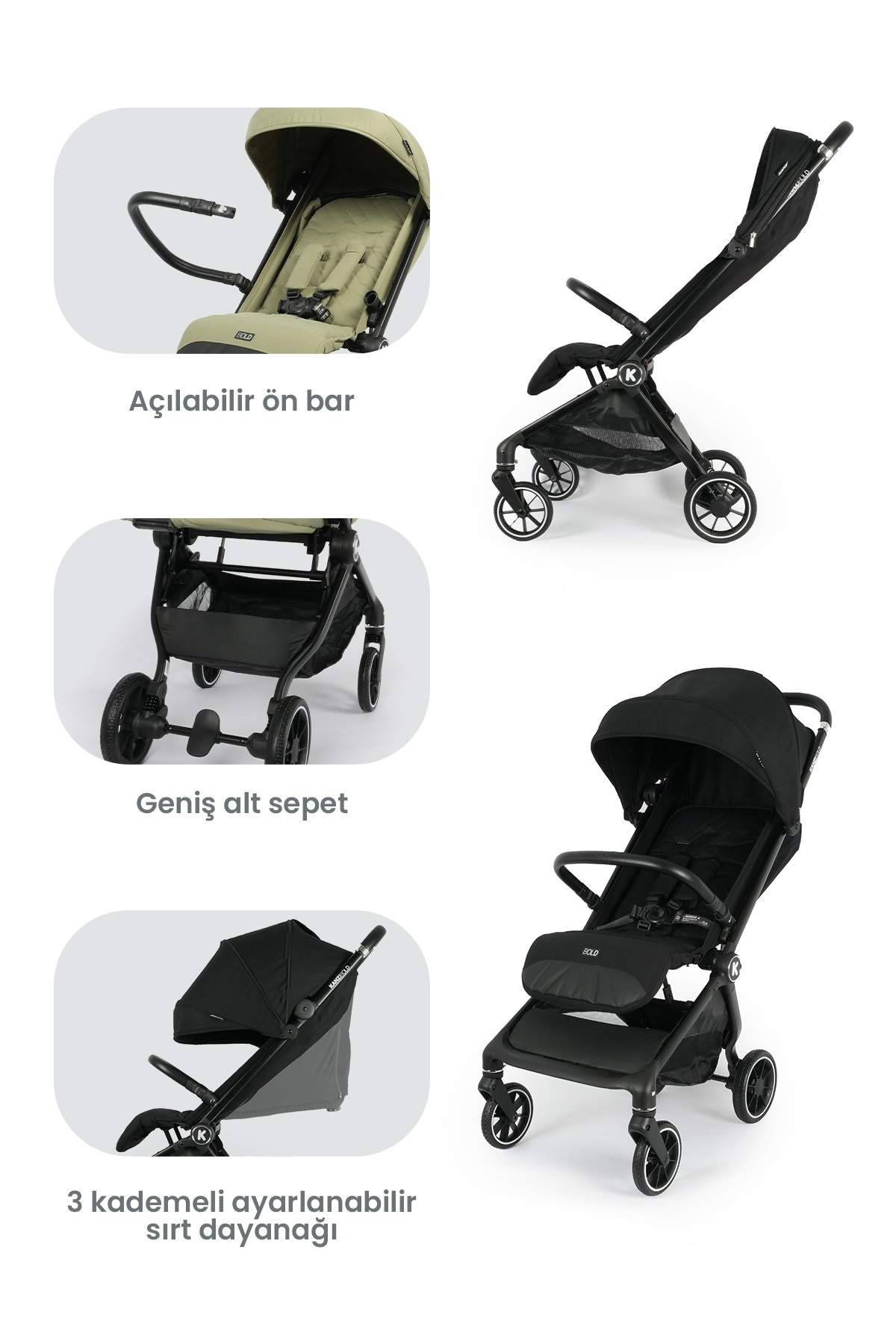 Kanz Bold Autofold Kabin Boy Bebek İron Black