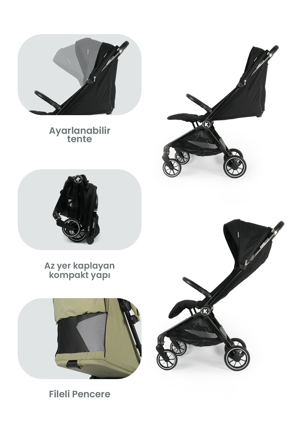 Kanz Bold Autofold Kabin Boy Bebek İron Black