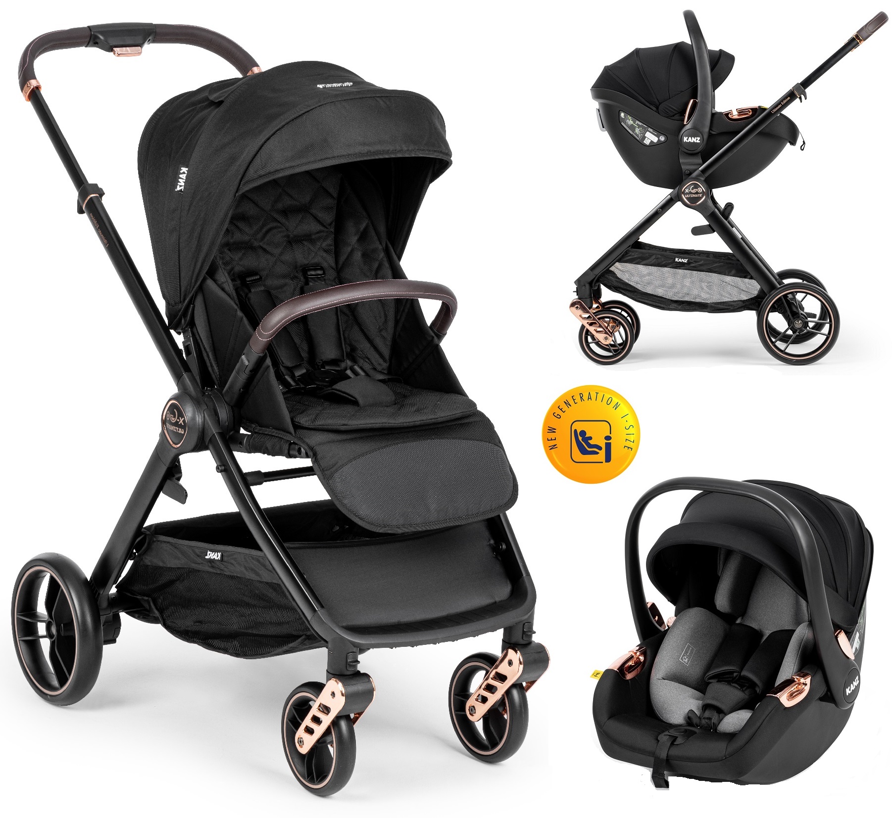 Kanz x-Go Ultimate Travel Sistem Bebek Arabası Rose Gold Siyah