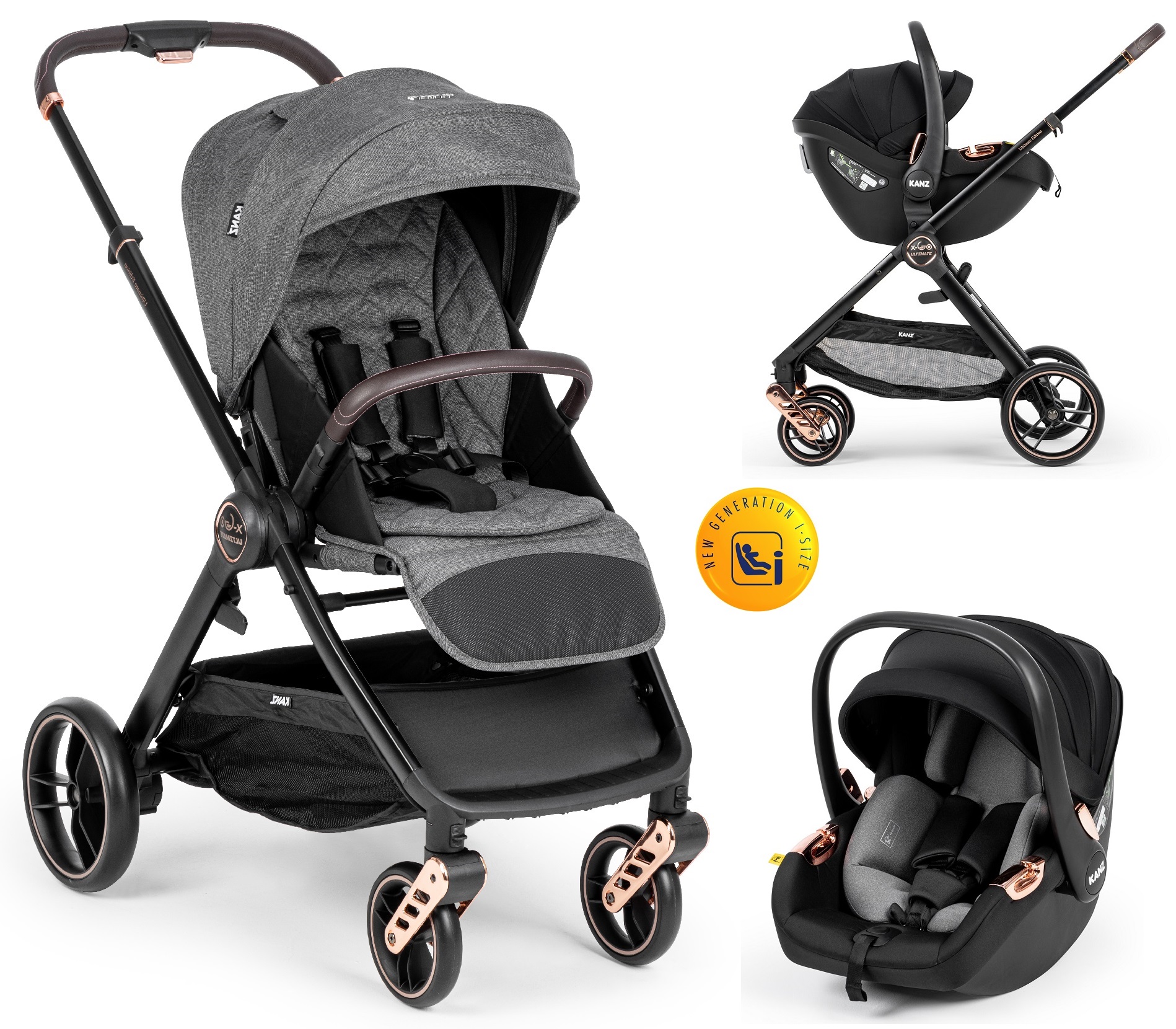Kanz x-Go Ultimate Travel Sistem Bebek Arabası Rose Gold Gri