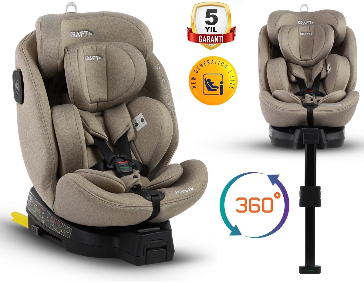 Kraft Prince Fix İ-size (40-150 Cm) 0-36 Kg Oto Koltuğu Bej