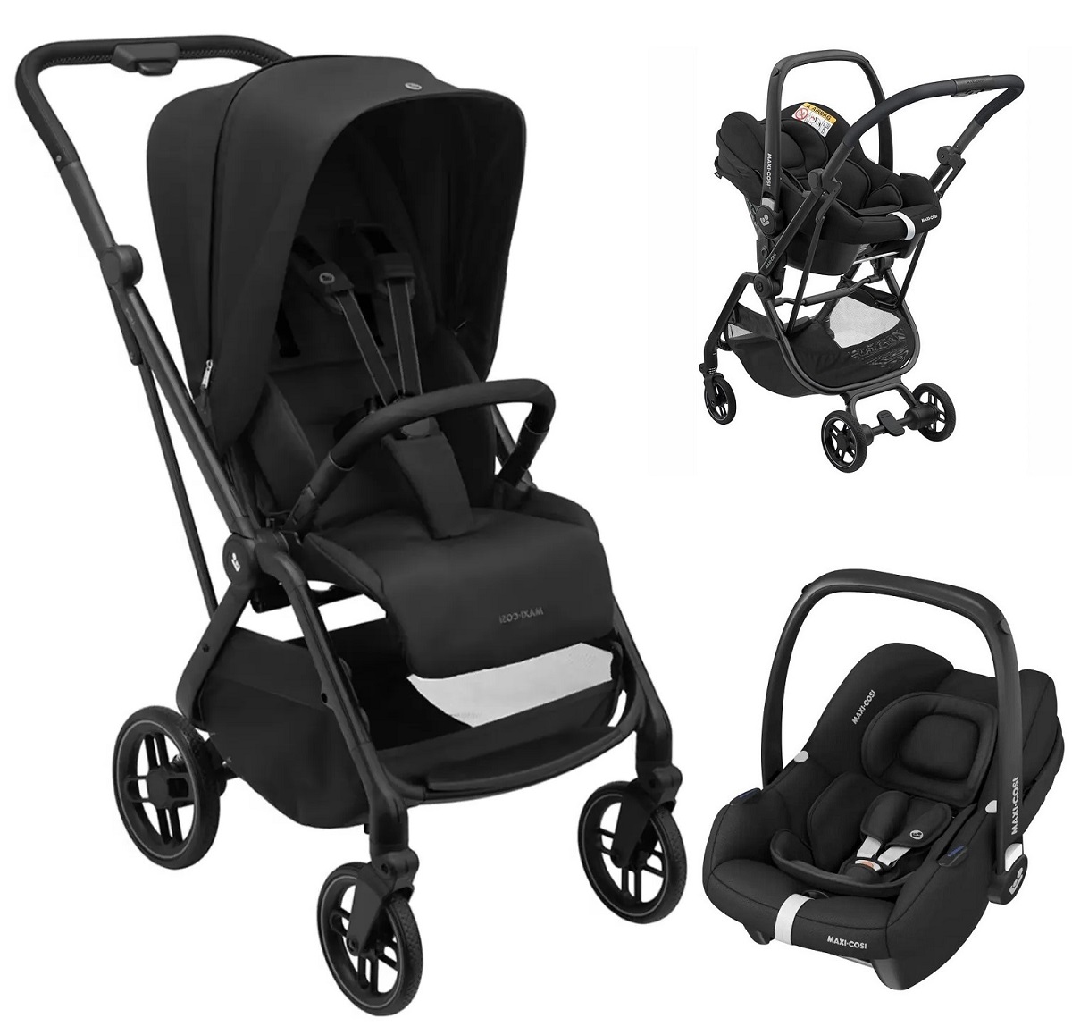 Maxi Cosi Leona2 Cabriofix I-Size Tek Elle Katlanabilen Çift Yönlü Seyahat Sistem Bebek Arabası Black