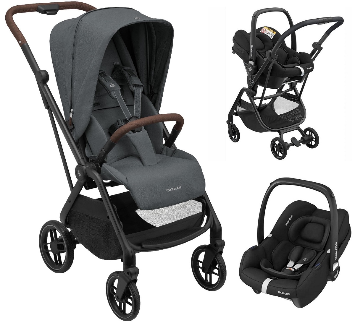 Maxi Cosi Leona2 Cabriofix I-Size Tek Elle Katlanabilen Çift Yönlü Seyahat Sistem Bebek Arabası Graphite
