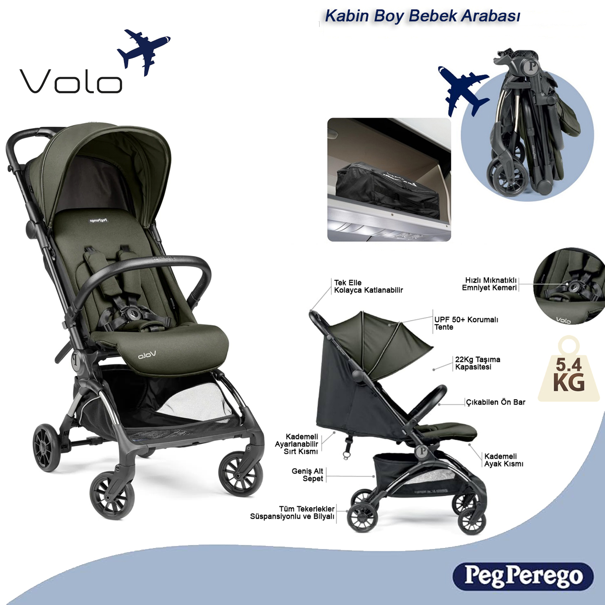 Peg Perego Volo Kabin Boy Bebek Arabası Metal