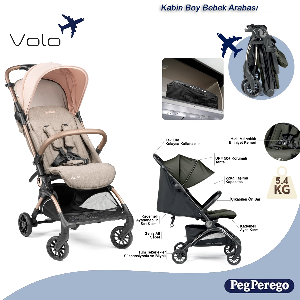Peg Perego Volo Kabin Boy Bebek Arabası Mon Amour