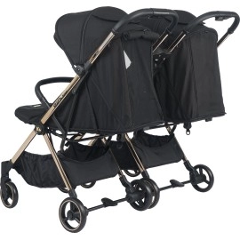 Kraft Balear Birleşip Ayrılabilen İkiz Kabin Boy Bebek Arabası Siyah-Champane