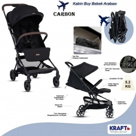Kraft Carbon Kabin Boy  Bebek Arabası Siyah Gold