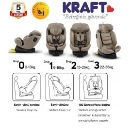 Kraft Prince Fix İ-size (40-150 Cm) 0-36 Kg Oto Koltuğu Bej