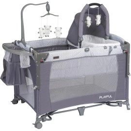 Prego Playful Anne Yanı Bebek Oyun Parkı Yatak Gri