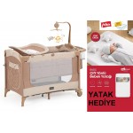 Pierre Cardin Luna Anne Yanı Park Yatak Oyun Parkı Yatak Hediyeli Kahve