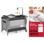 Pierre Cardin Luna Anne Yanı Park Yatak Oyun Parkı Yatak Hediyeli Gri