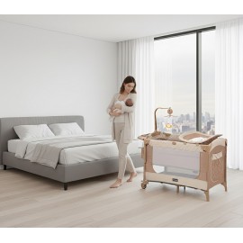 Pierre Cardin Luna Anne Yanı Park Yatak Oyun Parkı Yatak Hediyeli Kahve